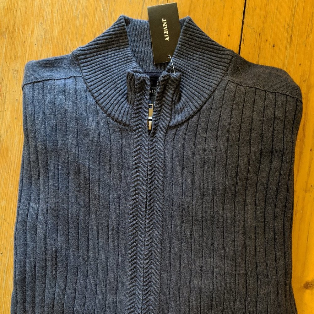 NEW Alfani Cardigan Sweater Zipup Light Blue Large